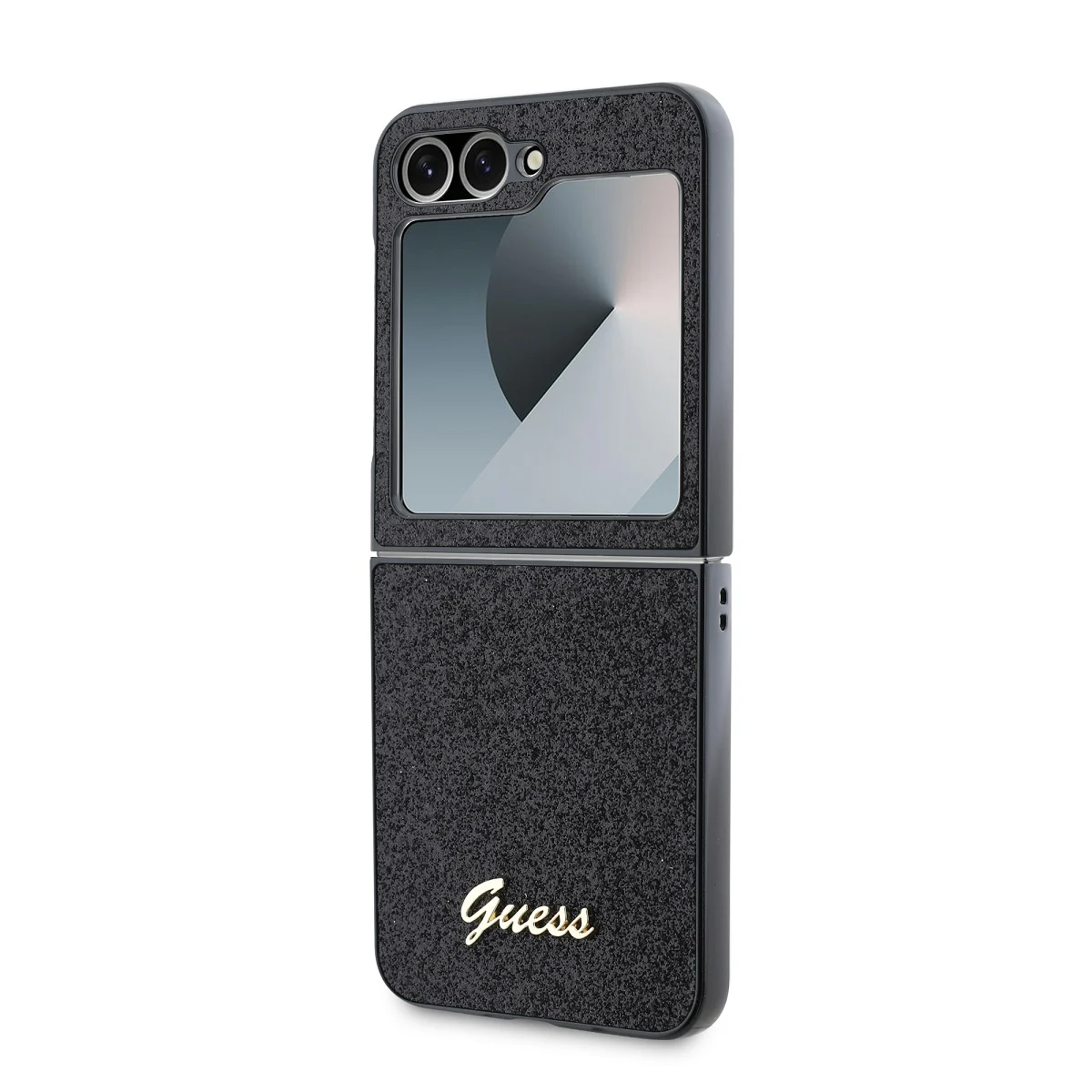Калъф Guess GUHCZF6HGGSHK Samsung Z Flip 6 PC/TPU Glitter Flakes Metal Logo Black – снимка 5