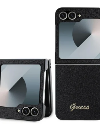 Калъф Guess GUHCZF6HGGSHK Samsung Z Flip 6 PC/TPU Glitter Flakes Metal Logo Black