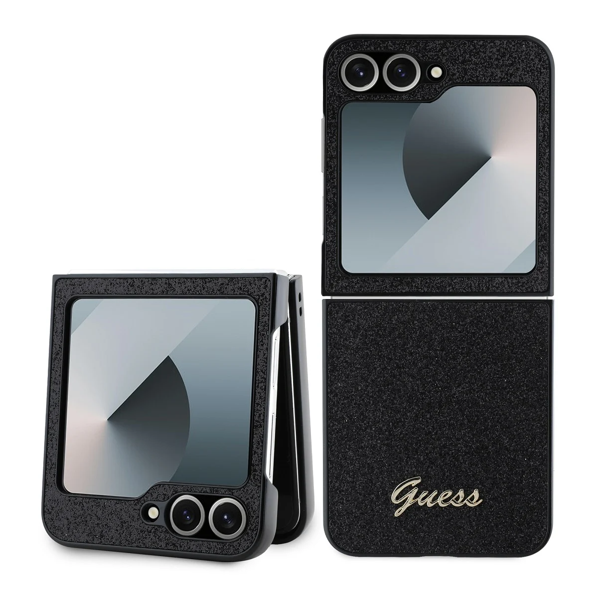 Калъф Guess GUHCZF6HGGSHK Samsung Z Flip 6 PC/TPU Glitter Flakes Metal Logo Black