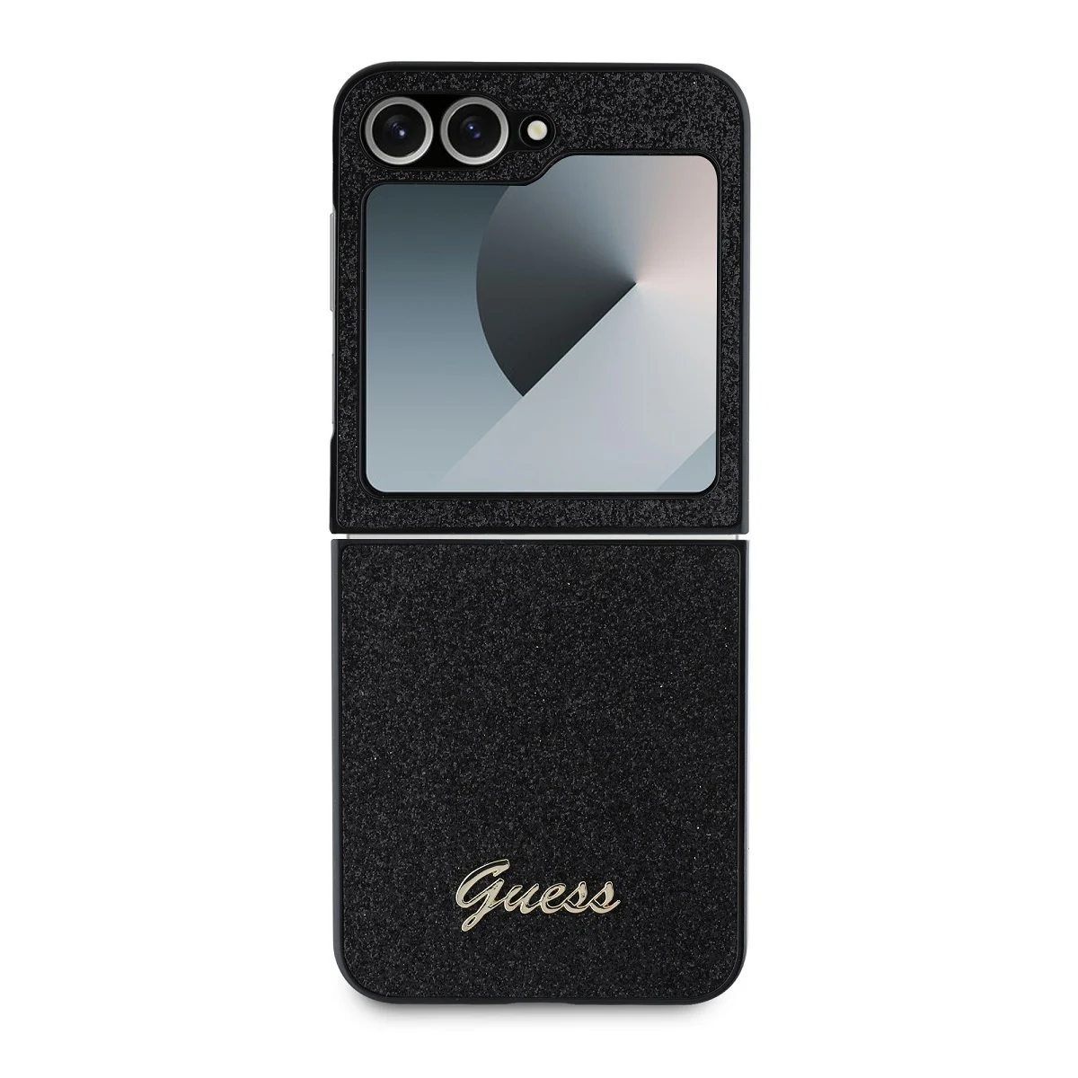 Калъф Guess GUHCZF6HGGSHK Samsung Z Flip 6 PC/TPU Glitter Flakes Metal Logo Black – снимка 9