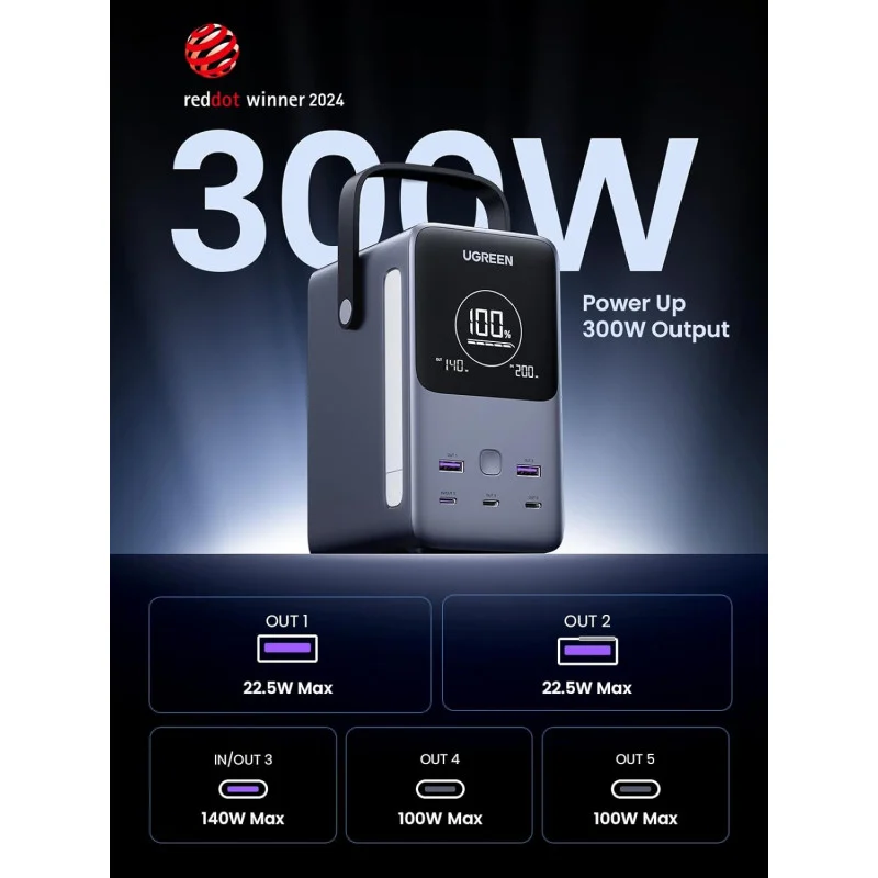 PowerBank Ugreen PB770, 300 W, 48000 mAh, Сив - UG25286 – снимка 6