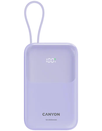 PowerBank Canyon OnPower 101, 22.5 W, 10000 mAh, Лилав - CNS-CPB101PU