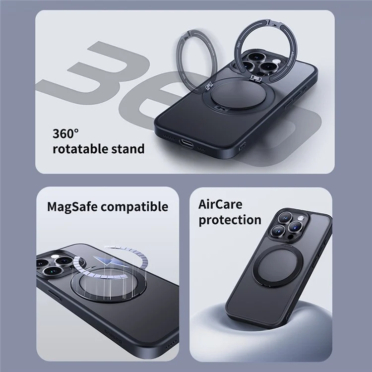 BASEUS Калъф + Стъклен протектор Sky Ring 360 MagSafe Apple iPhone 15 /черен мат/ – снимка 10