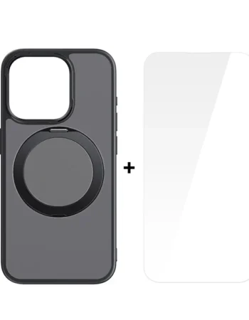 BASEUS Калъф + Стъклен протектор Sky Ring 360 MagSafe Apple iPhone 15 /черен мат/