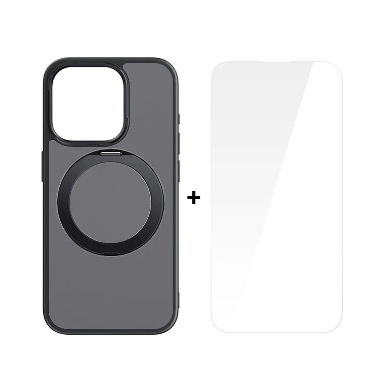 BASEUS Калъф + Стъклен протектор Sky Ring 360 MagSafe Apple iPhone 15 /черен мат/