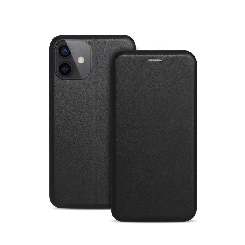 Луксозен кожен калъф Elegance за Xiaomi 13 – черен, изглед отпред и отзад