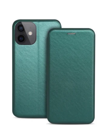 Луксозен кожен калъф Elegance за Xiaomi 13 – тъмно зелен, изглед отпред и отзад