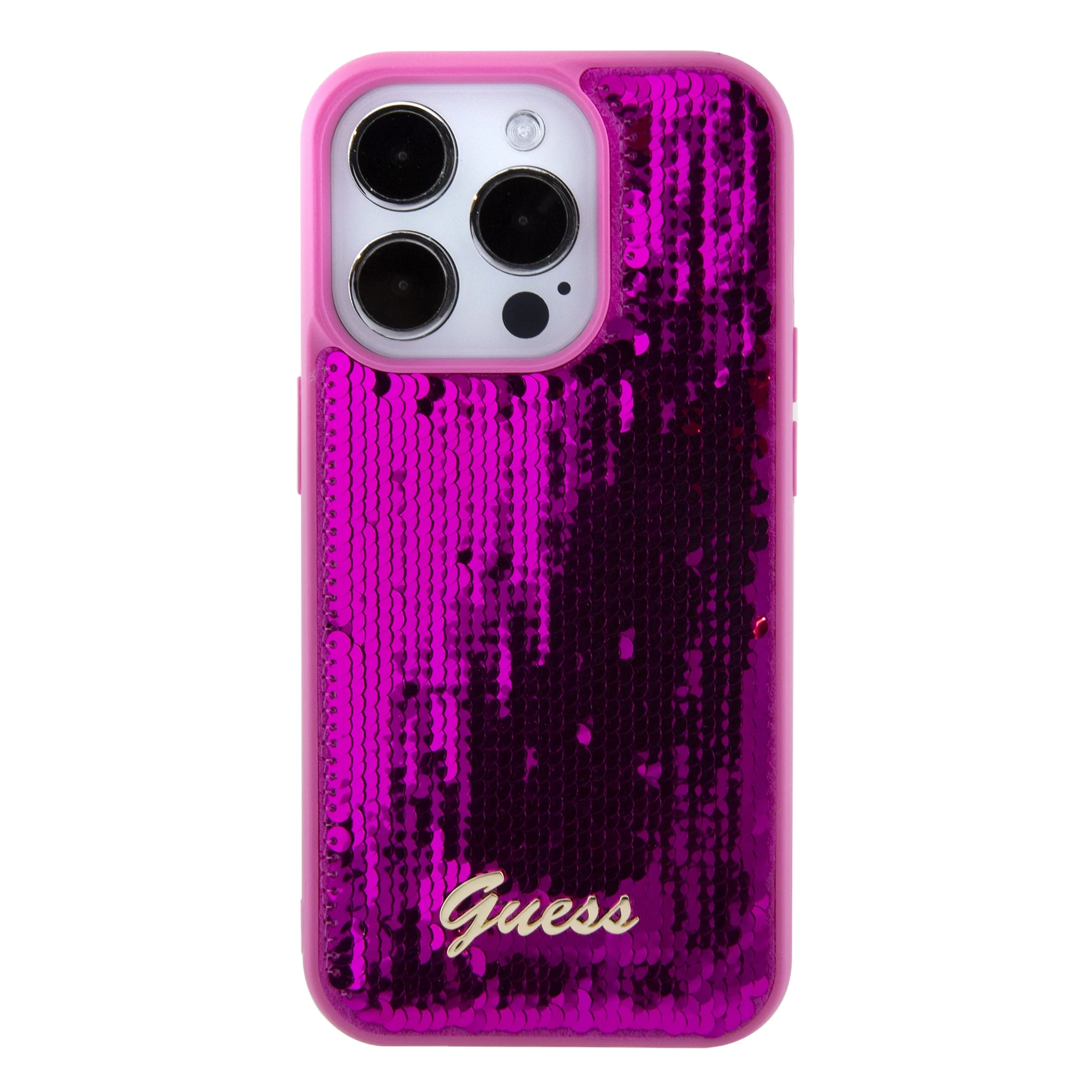 GUESS Калъф Apple iPhone 15, Sequin Script Logo, лилав - GUHCP15SPSFDGSF – снимка 6