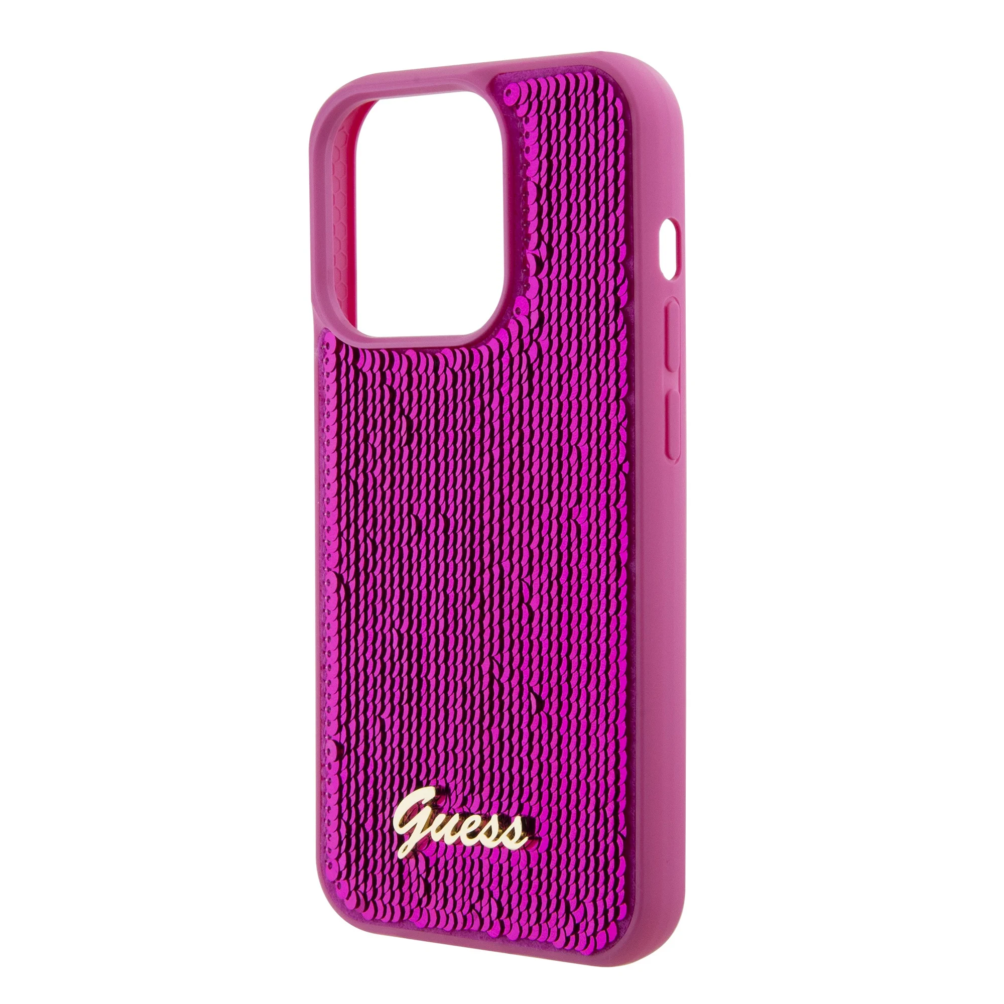 GUESS Калъф Apple iPhone 15, Sequin Script Logo, лилав - GUHCP15SPSFDGSF – снимка 4