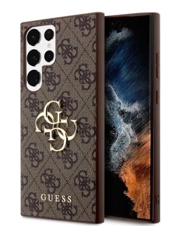 GUESS Калъф Samsung S24 Ultra, 4G Metal Logo, кафяв - GUHCS24L4GMGBR