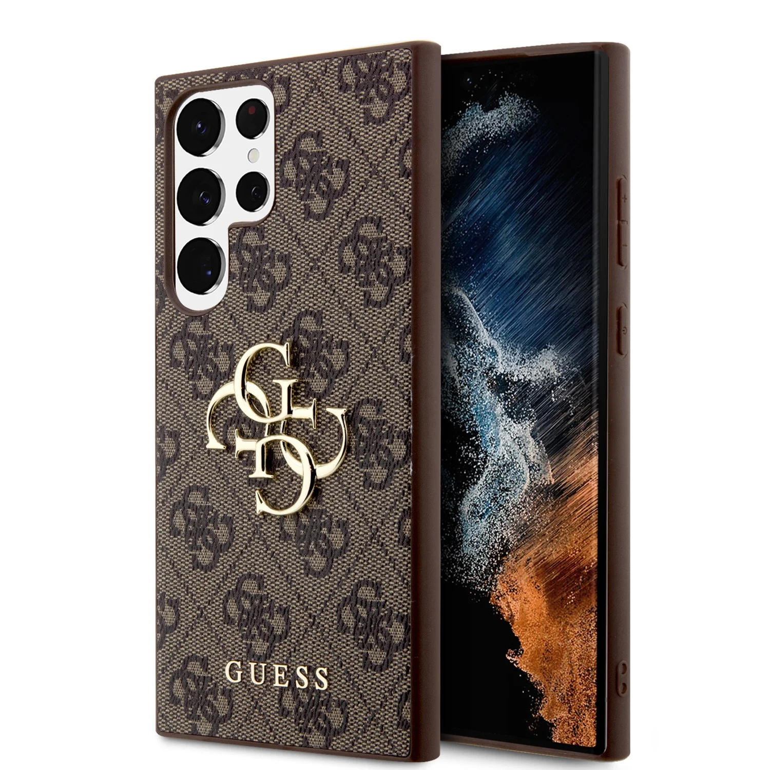 GUESS Калъф Samsung S24 Ultra, 4G Metal Logo, кафяв - GUHCS24L4GMGBR