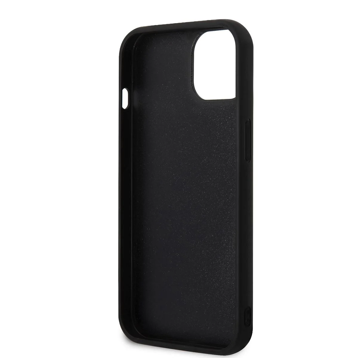 Вътрешна част на калъф Karl Lagerfeld 3D Rubber K/C за Apple iPhone 15 – черен TPU/PC кейс с гладка повърхност, изглед отвътре
