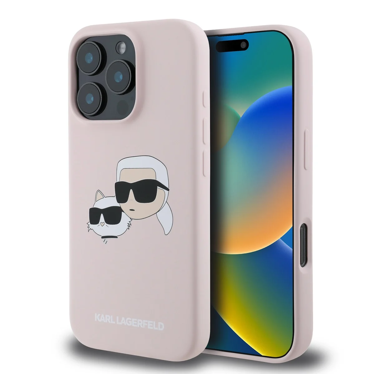 Karl Lagerfeld Калъф Apple iPhone 16 Pro, Liquid Silicone Double Heads MagSafe /розов/ - KLHMP16LSKCHPPLP