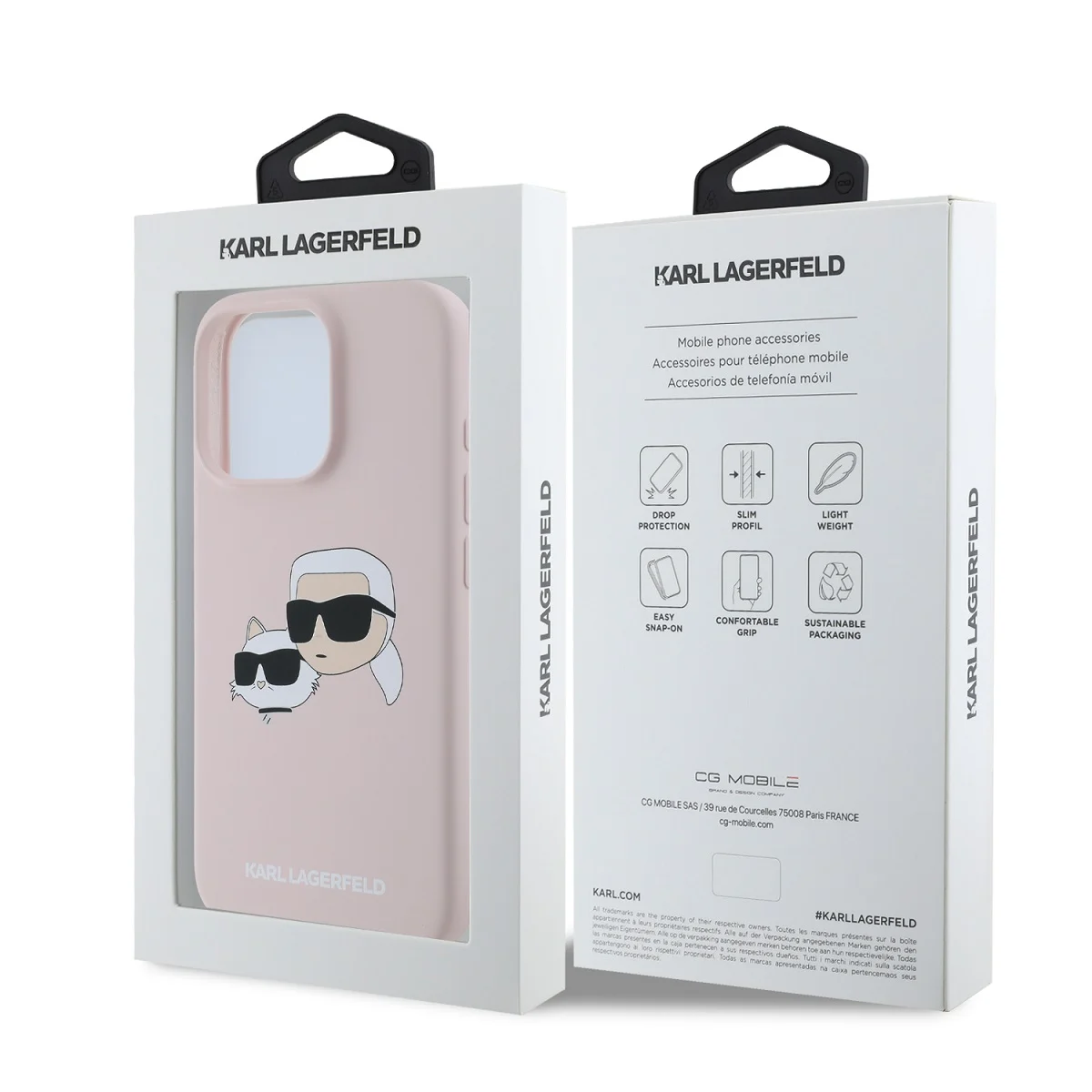 Karl Lagerfeld Калъф Apple iPhone 16 Pro, Liquid Silicone Double Heads MagSafe /розов/ - KLHMP16LSKCHPPLP – снимка 6