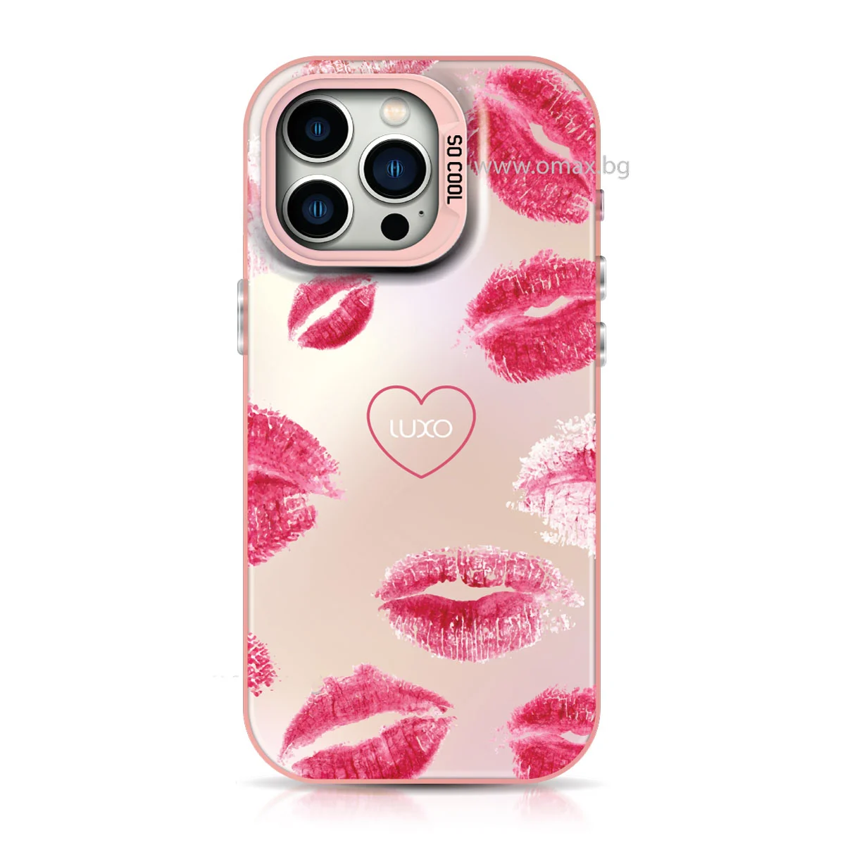 Кейс Luxo So Cool за iPhone 15 Plus / iPhone 15 Pro – прозрачен със червени целувки, дизайн с устни