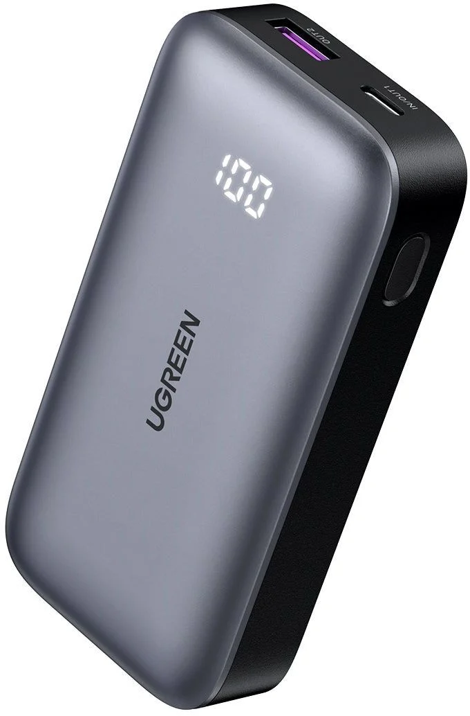 PowerBank Ugreen PB722 Mini 10 000 mAh, сива с LED дисплей