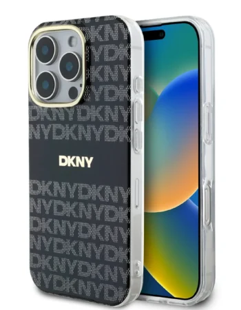 DKNY Калъф Apple iPhone 16 Pro, PC/TPU Repeat Pattern Tonal Stripe Magsafe, черен - DKHMP16LHRHSEK