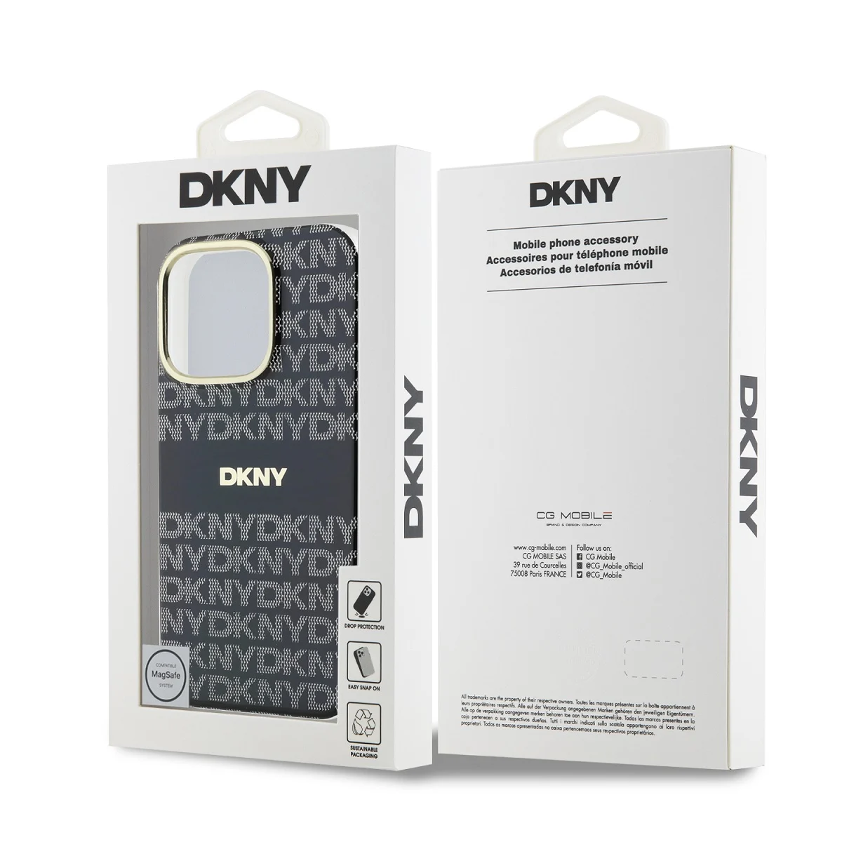 DKNY Калъф Apple iPhone 16 Pro, PC/TPU Repeat Pattern Tonal Stripe Magsafe, черен - DKHMP16LHRHSEK – снимка 6
