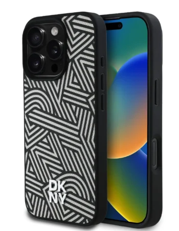 DKNY Калъф Apple iPhone 16 Pro, PU Leather Crosswalk Pattern Magsafe, слонова кост - DKHMP16LPGCWPKE