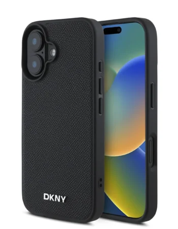 DKNY Калъф Apple iPhone 16 Plus, PU Leather Silver Metal Logo Magsafe, черен - DKHMP16MPGHLMK