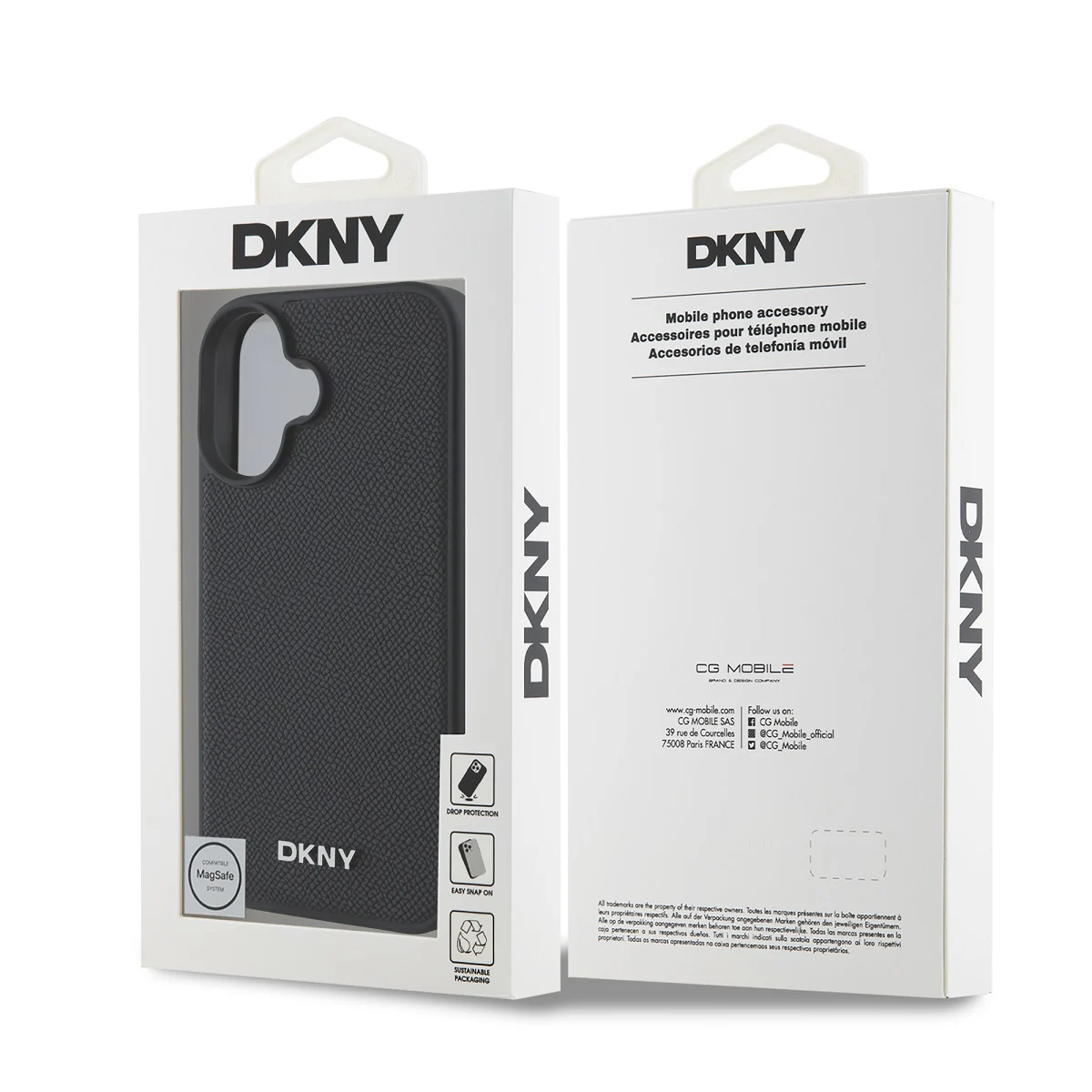 DKNY Калъф Apple iPhone 16 Plus, PU Leather Silver Metal Logo Magsafe, черен - DKHMP16MPGHLMK – снимка 5