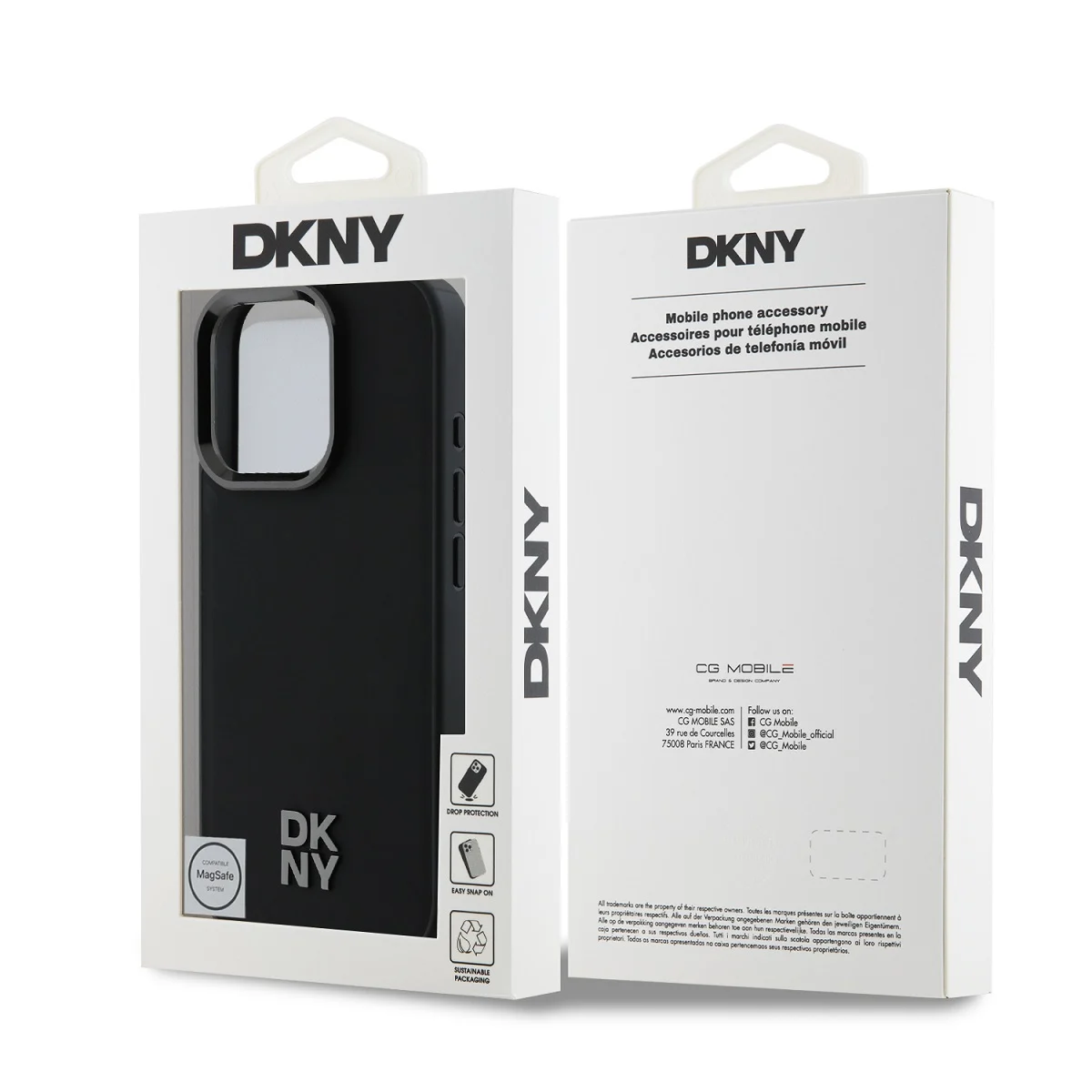 DKNY Калъф Apple iPhone 16 Pro, PU Leather Stack Logo Magsafe, черен - DKHMP16LPSMCSLK – снимка 5