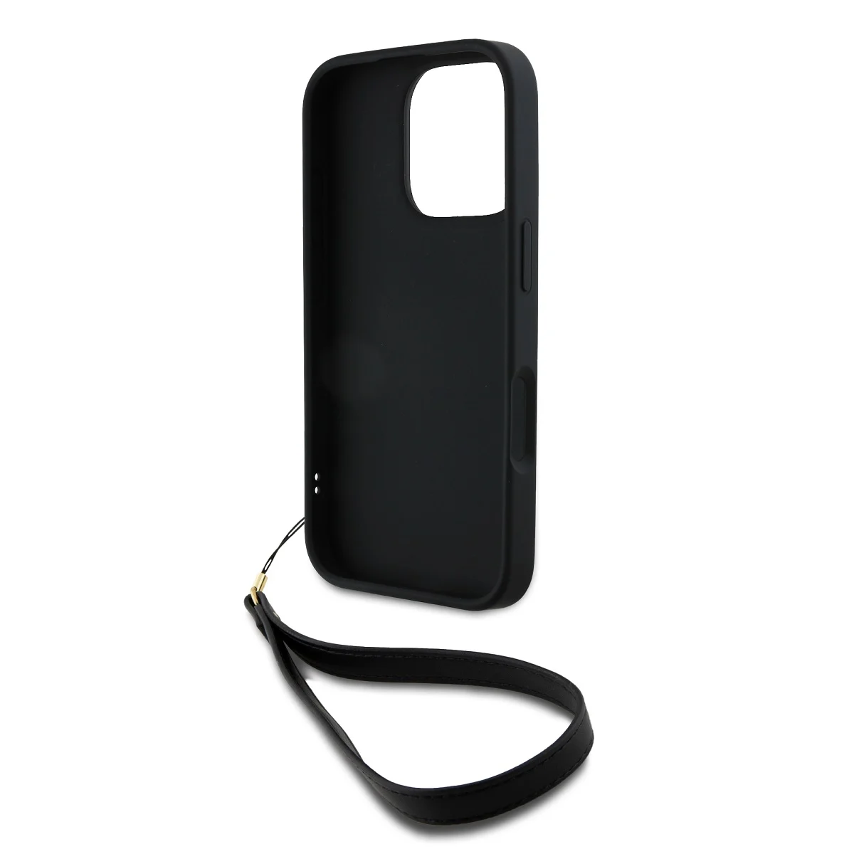 DKNY Калъф Apple iPhone 16 Pro, PU Leather Stack Logo + Wrist Strap, черен - DKHCP16LPBSWSK – снимка 4