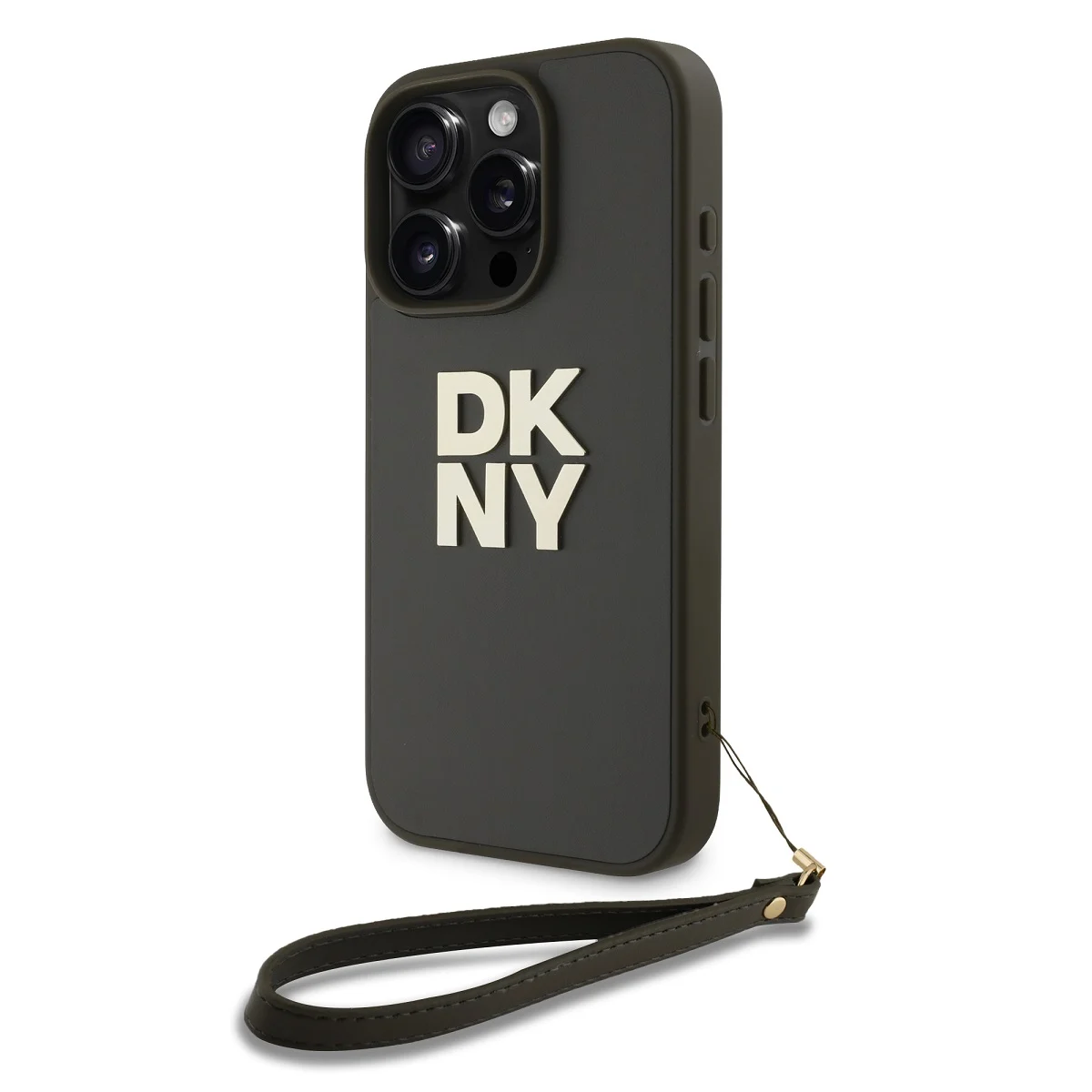 DKNY Калъф Apple iPhone 16 Pro, PU Leather Stack Logo + Wrist Strap, зелен - DKHCP16LPBSWSA – снимка 2