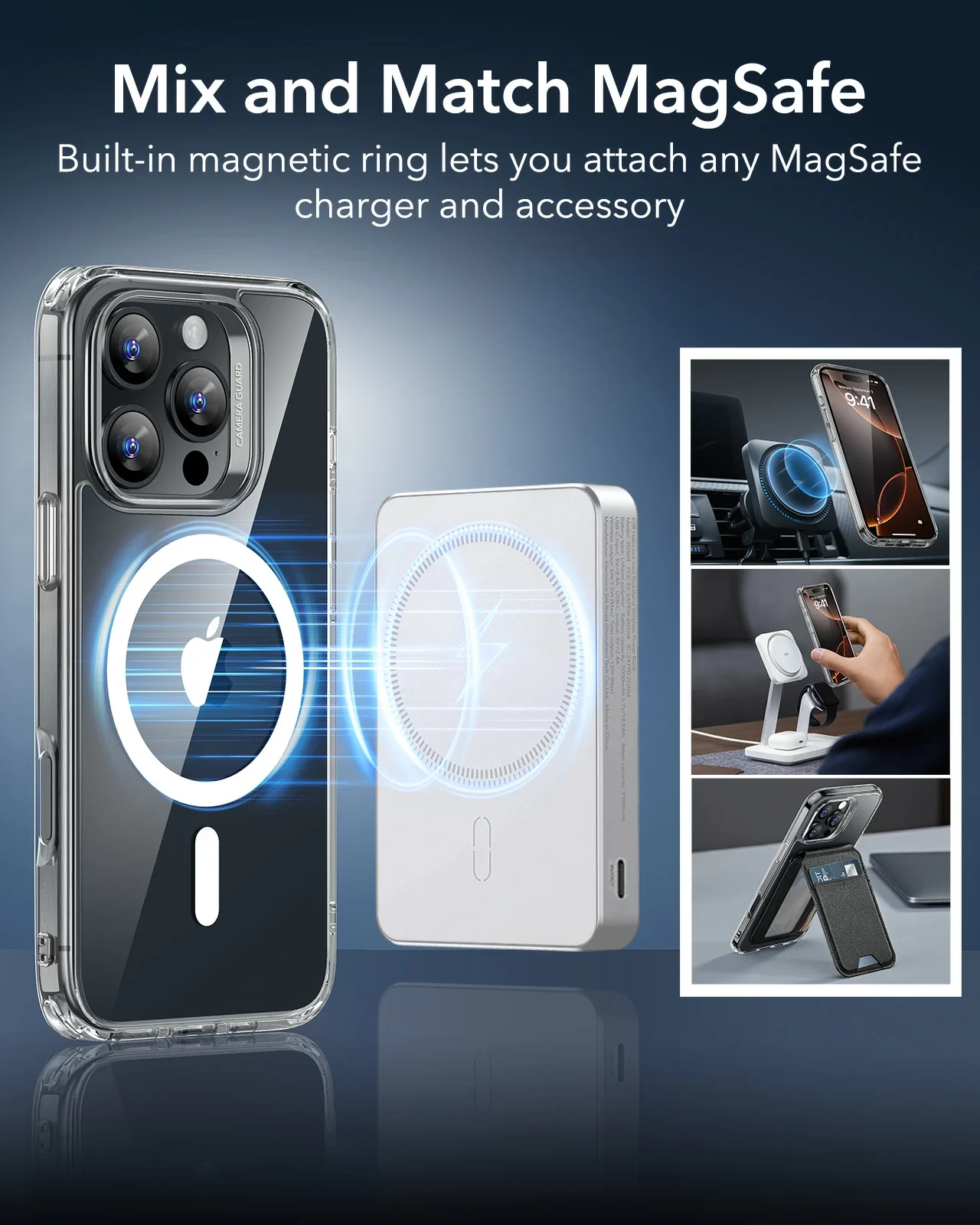 ESR Калъф Classic Hybrid iPhone 16 Pro, MagSafe /прозрачен, с блясък/ Amazon Pack – снимка 4