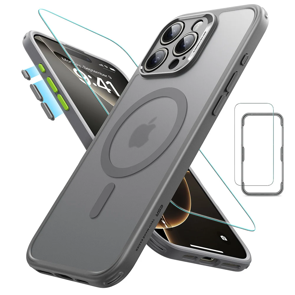 ESR Калъф Classic Pro + стъкло SET iPhone 16 Pro, MagSafe /матово сив/ Amazon Pack
