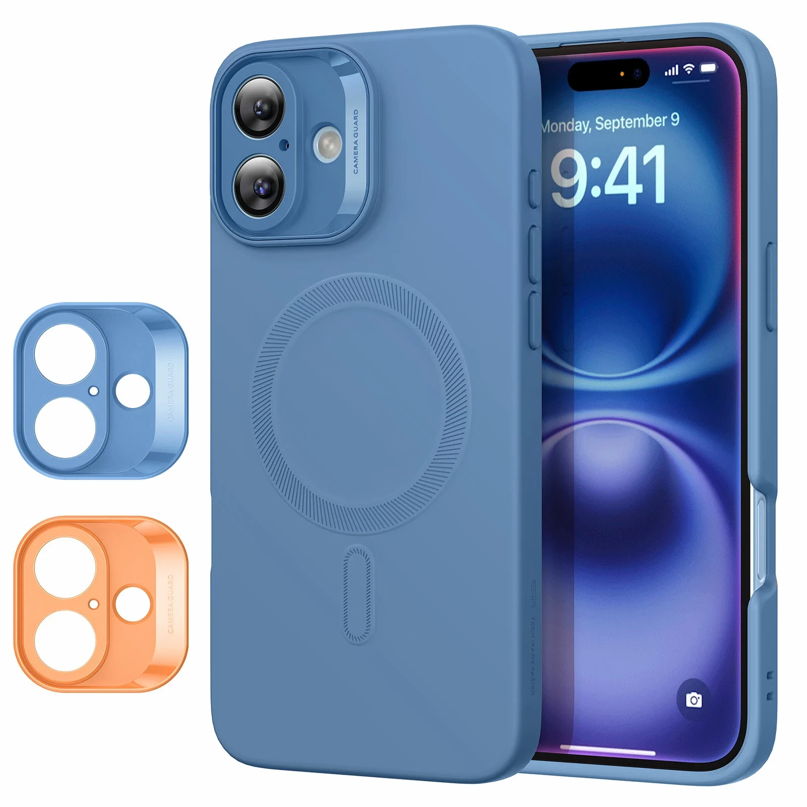 ESR Калъф + Camera grids SET Cloud Soft iPhone 16, MagSafe /син/ Amazon Pack