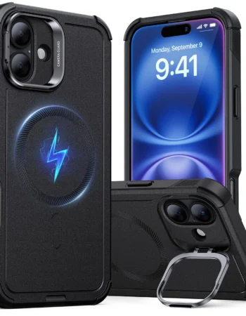 ESR Калъф Cyber Tough Armor със стойка, iPhone 16, MagSafe /черен/