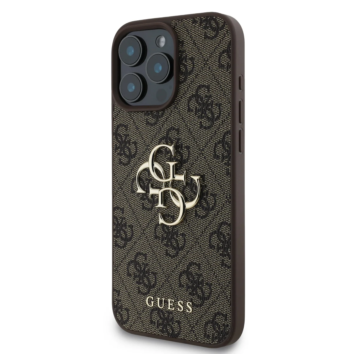 GUESS Калъф Apple iPhone 16 Pro, PU 4G Metal Logo, кафяв - GUHCP16L4GMGBR – снимка 3