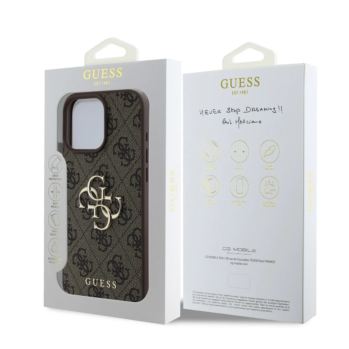 GUESS Калъф Apple iPhone 16 Pro, PU 4G Metal Logo, кафяв - GUHCP16L4GMGBR – снимка 6