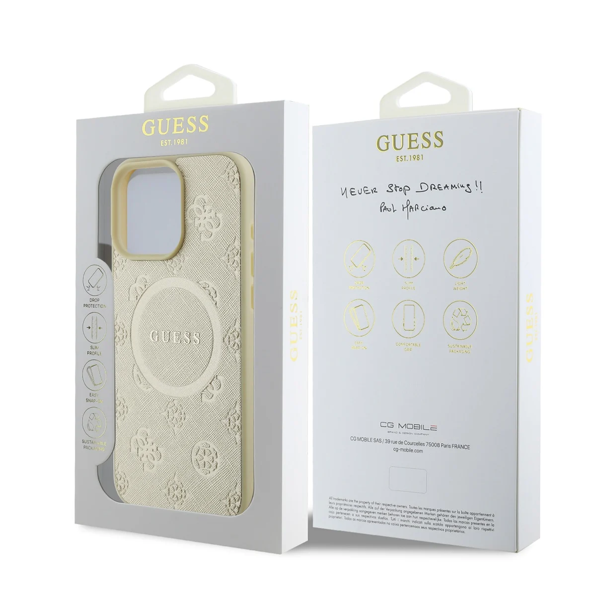 Калъф Guess GUHMP16LPSAPSMED Apple iPhone 16 Pro Saffiano Peony Stamp MagSafe Gold – снимка 6