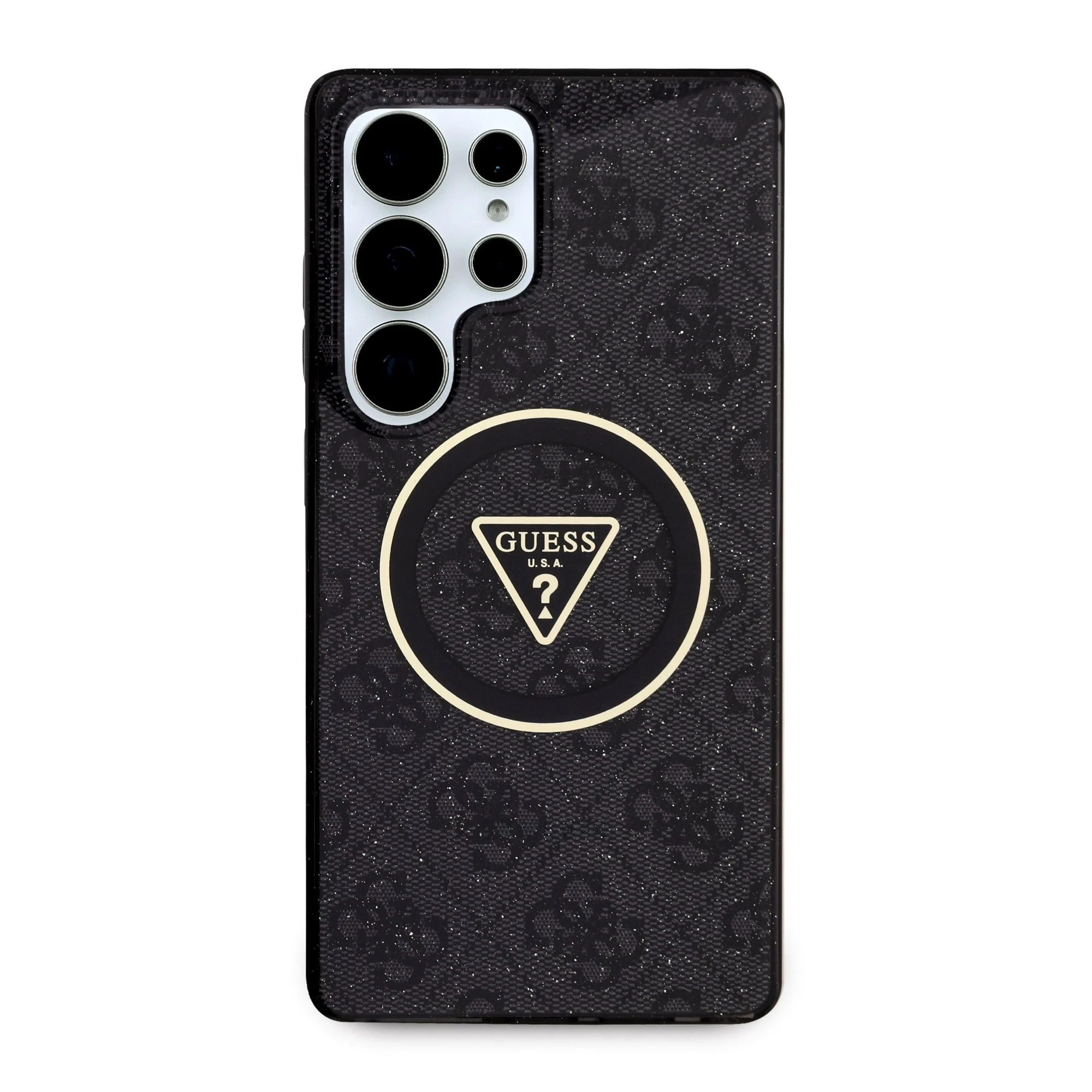 GUESS Калъф Samsung S25 Ultra, IML 4G Glitter and Triangle Logo MagSafe, черен - GUHMS25LHG4PRTGK – снимка 3