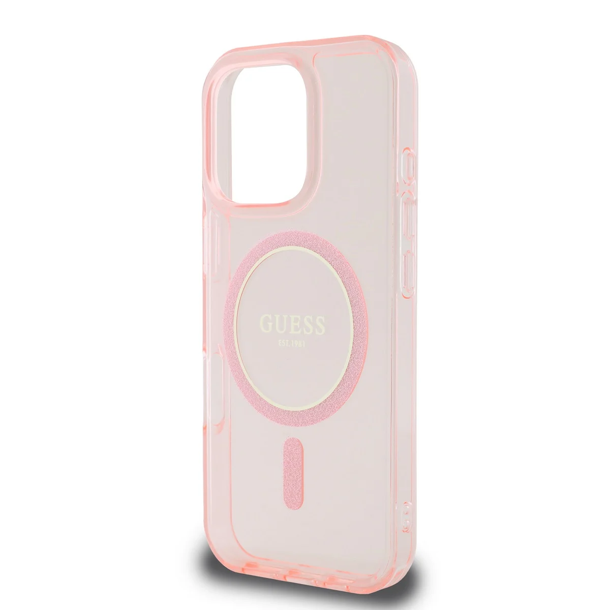 GUESS Калъф Apple iPhone 16 Pro, IML Glitter Ring MagSafe, розов - GUHMP16LHFGEREP – снимка 3
