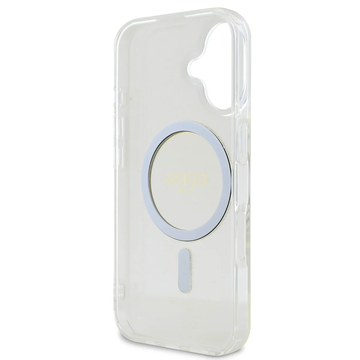 GUESS Калъф Apple iPhone 16 Plus, IML Glitter Ring MagSafe, прозрачен - GUHMP16MHFGERET – снимка 5