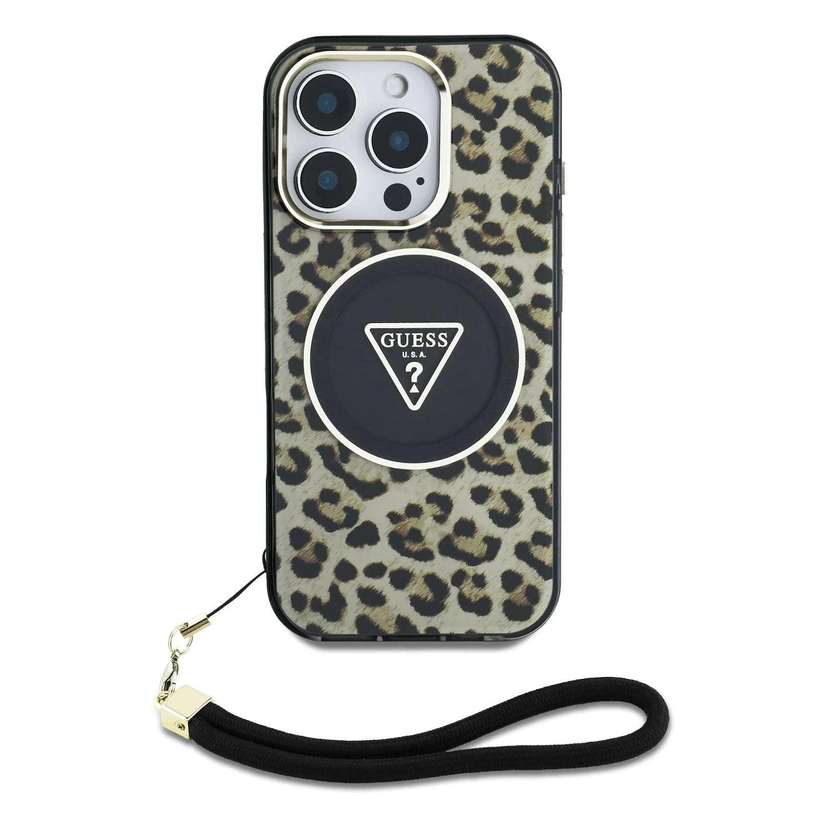 UESS Калъф Apple iPhone 16 Pro, IML Leopard Triangle Logo Strap MagSafe, кафяв - GUHMP16LHLORSSW – снимка 2