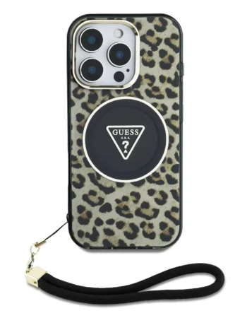 UESS Калъф Apple iPhone 16 Pro, IML Leopard Triangle Logo Strap MagSafe, кафяв - GUHMP16LHLORSSW