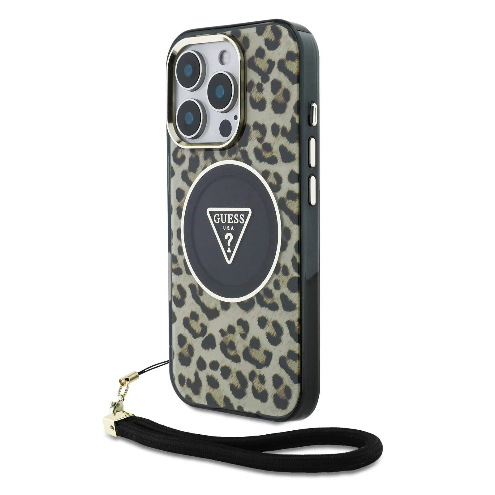 UESS Калъф Apple iPhone 16 Pro, IML Leopard Triangle Logo Strap MagSafe, кафяв - GUHMP16LHLORSSW – снимка 3