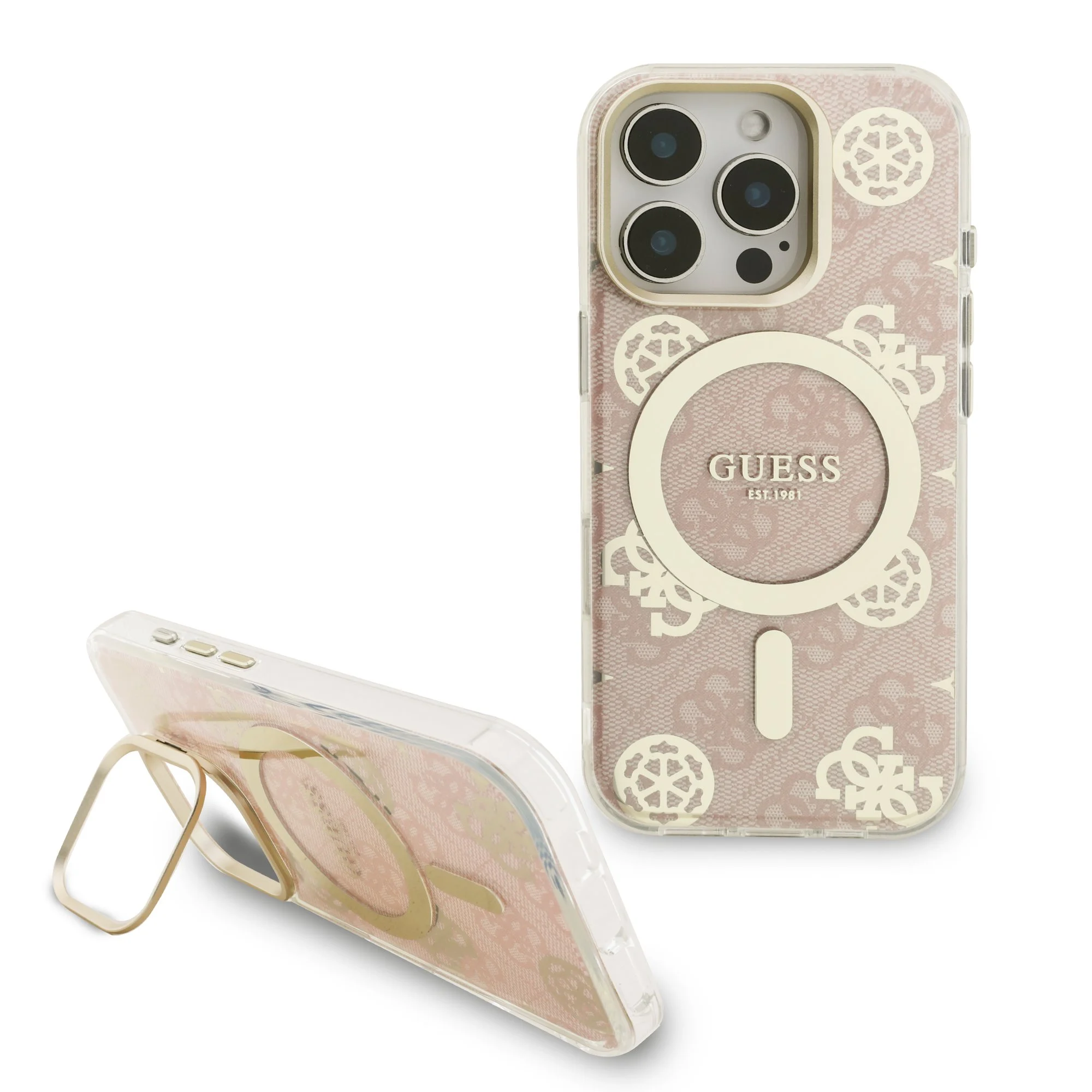 GUESS Калъф Apple iPhone 16 Pro, PC/TPU Electroplated Stand Camera Frame MagSafe + 3 Backgrounds - GUBPSBHMP16LF4P05 – снимка 2