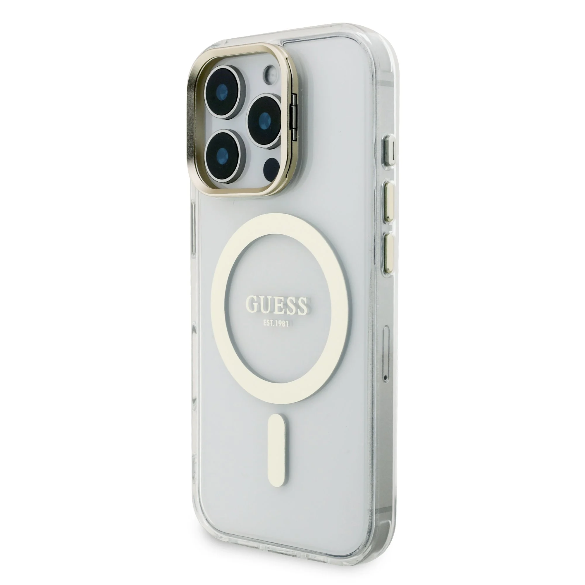 GUESS Калъф Apple iPhone 16 Pro, PC/TPU Electroplated Stand Camera Frame MagSafe + 3 Backgrounds - GUBPSBHMP16LF4P05 – снимка 3