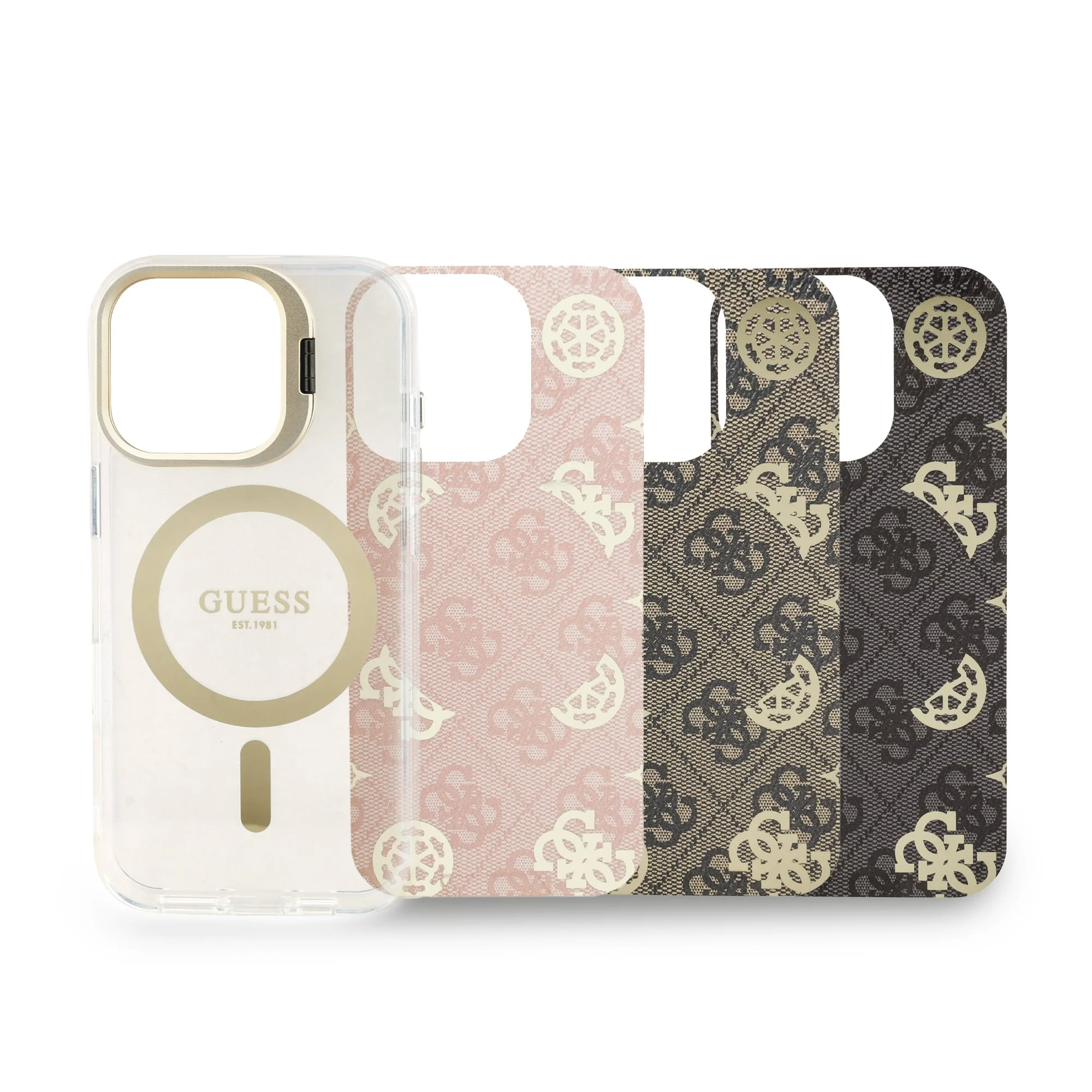GUESS Калъф Apple iPhone 16 Pro, PC/TPU Electroplated Stand Camera Frame MagSafe + 3 Backgrounds - GUBPSBHMP16LF4P05 – снимка 8