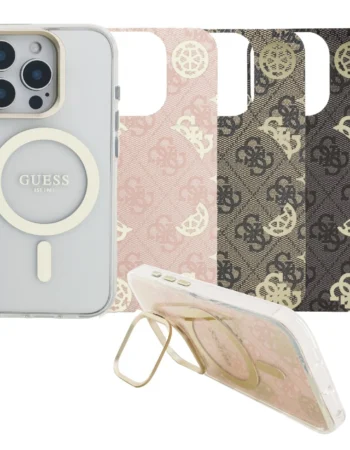 GUESS Калъф Apple iPhone 16 Pro, PC/TPU Electroplated Stand Camera Frame MagSafe + 3 Backgrounds - GUBPSBHMP16LF4P05