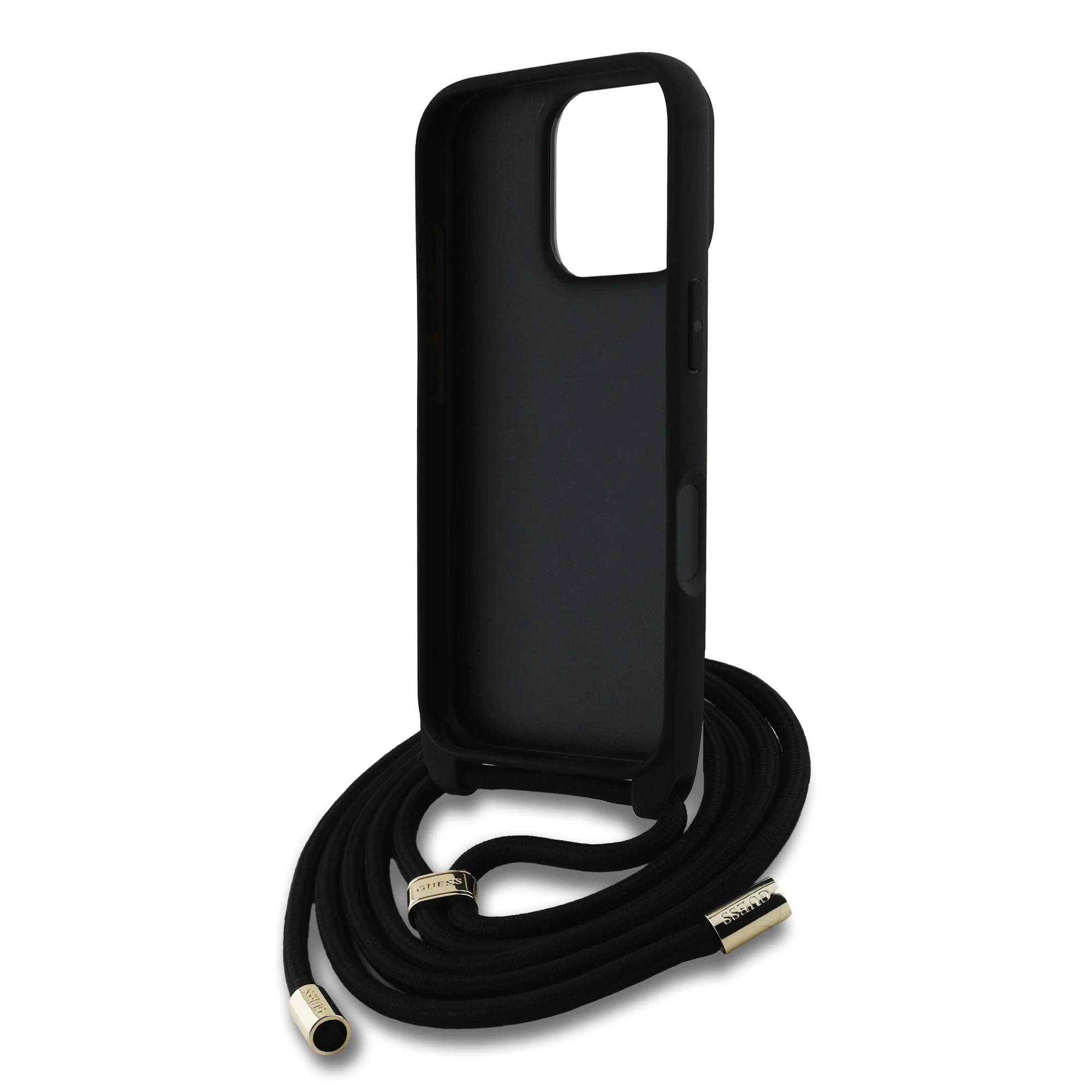 GUESS Калъф Apple iPhone 16 Pro, PU 4G Metal Logo Crossbody + Strap, черен - GUHCP16LP4GMGCRK – снимка 4