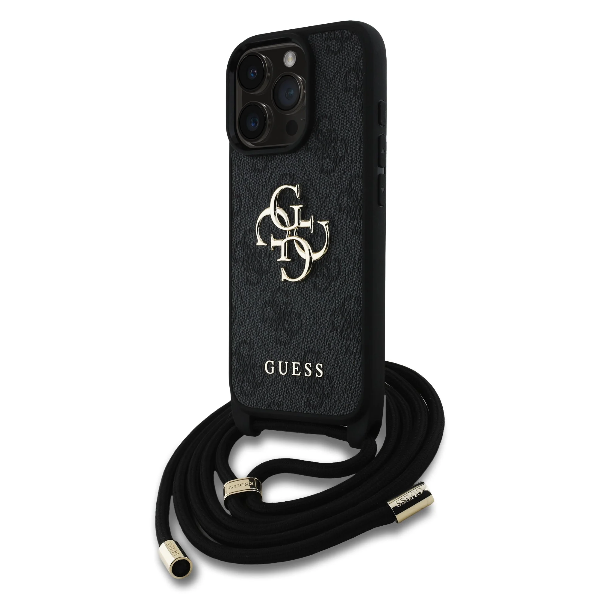 GUESS Калъф Apple iPhone 16 Pro, PU 4G Metal Logo Crossbody + Strap, черен - GUHCP16LP4GMGCRK – снимка 2