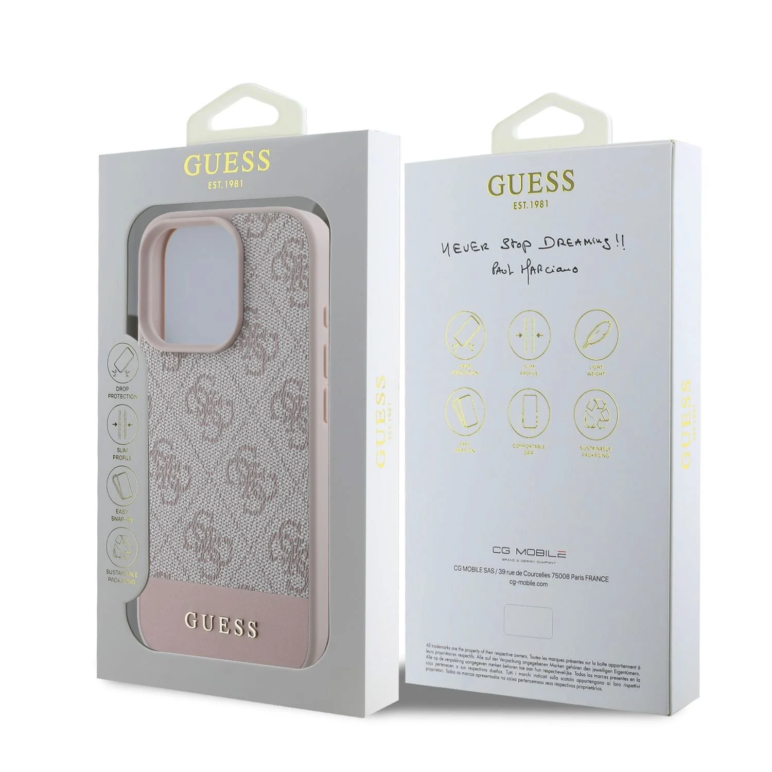 GUESS Калъф Apple iPhone 16 Pro, PU 4G Stripe, розов - GUHCP16LG4GLPI – снимка 7