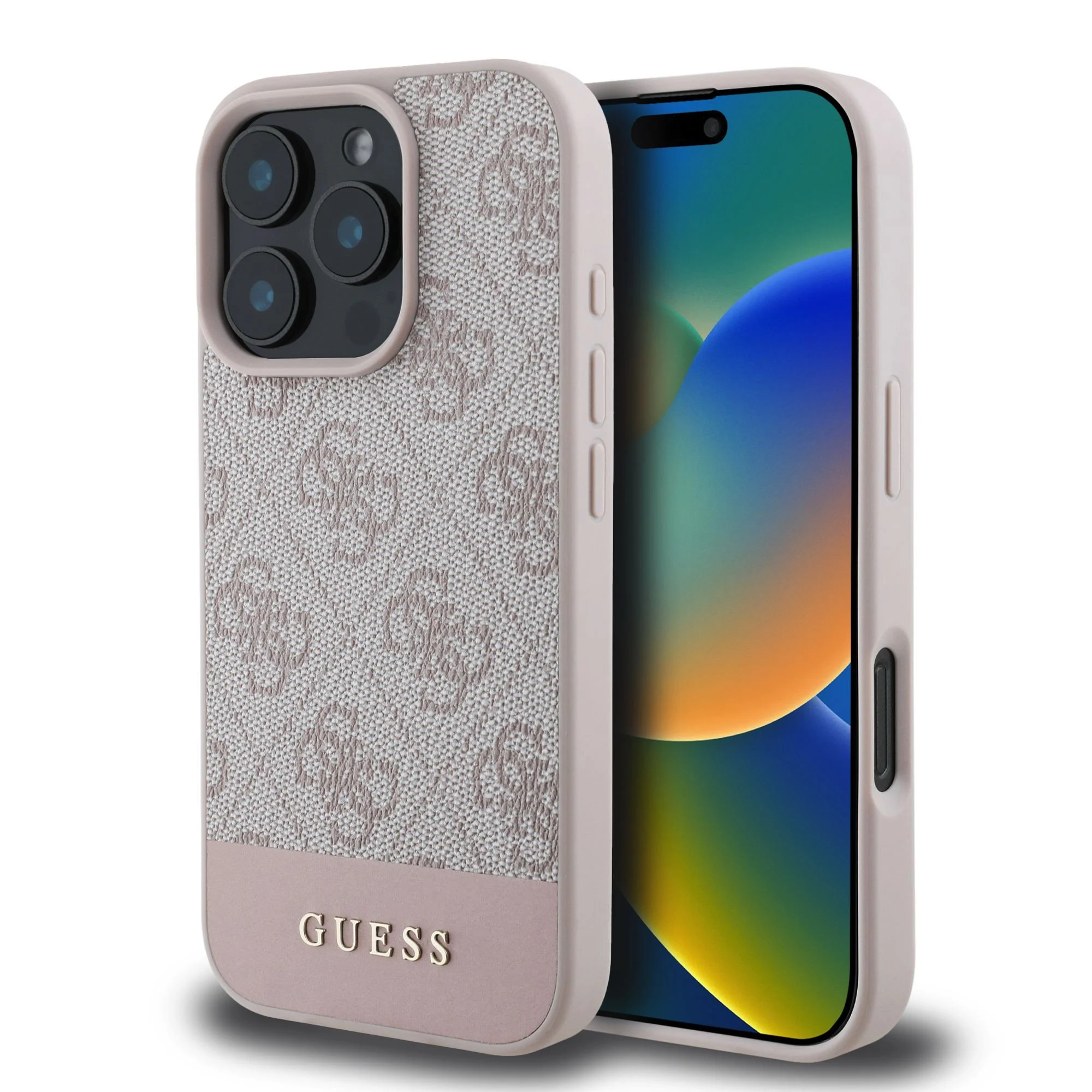 GUESS Калъф Apple iPhone 16 Pro, PU 4G Stripe, розов - GUHCP16LG4GLPI