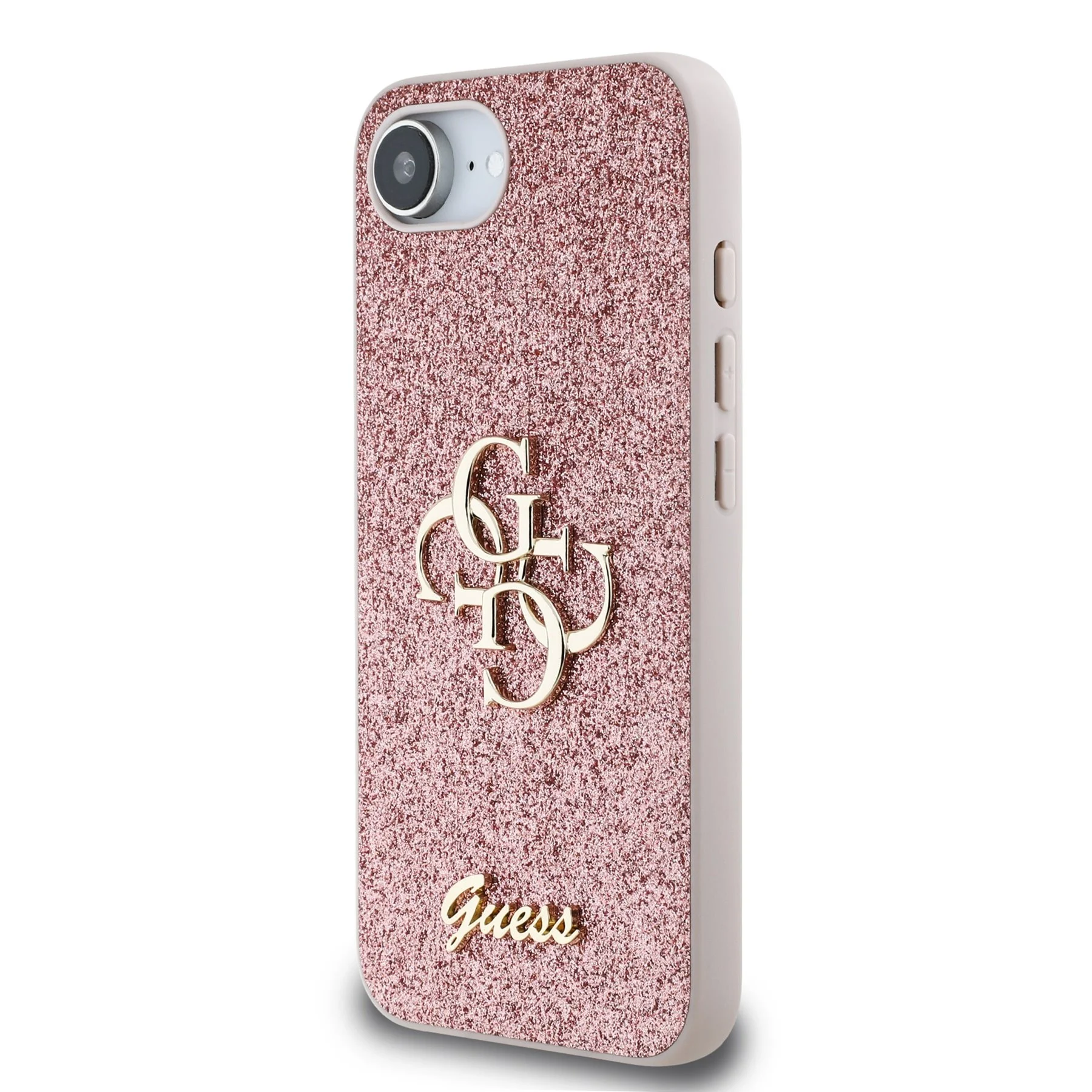 Калъф GUESS Apple iPhone 16e, PU Fixed Glitter 4G Metal Logo, розов - GUHCPSE4HG4SGP – снимка 2